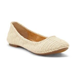 Lucky Brand Emmie Tweed Fabric Flats Light Stone Pala Woven Size 8.5 M Casual